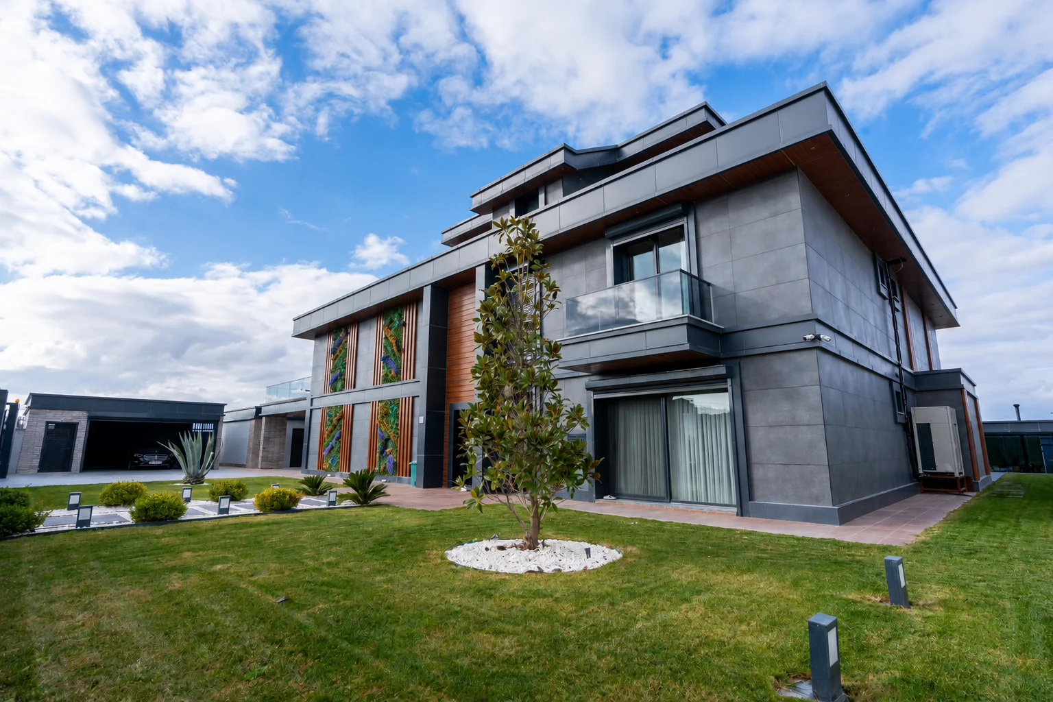 Modern villa exterior and garden